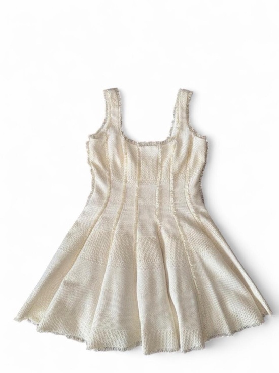 ANTONIO MELANI Dresses & Skirts - ANTONIO MELANI Cream Textured Knit Fit-and-Flare Dress for Kids